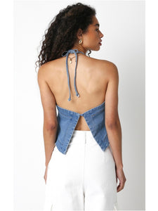 Denim Amory Open Back Top