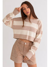 Load image into Gallery viewer, Taupe &amp; Ivory Stripe Sweater
