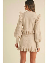 Load image into Gallery viewer, Light Taupe Ruffle Sweater Top &amp; Mini Skirt Set
