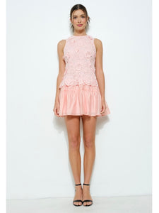 Light Pink Floral Tiered Mini Dress