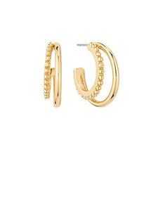 Gold Double C Textured Hoops