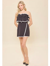 Load image into Gallery viewer, Black &amp; White Ruffle Top Romper
