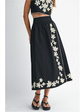 Load image into Gallery viewer, Black Embroidered Top &amp; Midi Skirt Set
