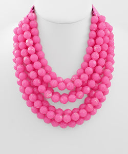 Fuchsia Faceted Gemstone Necklace