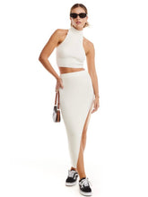 Load image into Gallery viewer, Ivory Ribbed Halter Top
