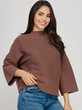 Load image into Gallery viewer, Chocolate Ribbed Mock Neck Top
