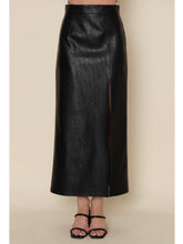Load image into Gallery viewer, Black Faux Leather Midi Skirt

