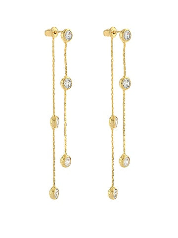 Gold Crystal Station Drop Earrings