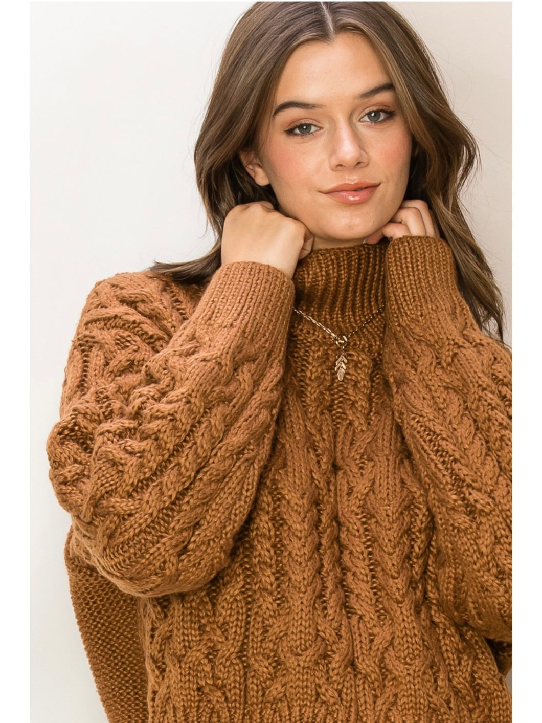 Brown Cable Knit Sweater