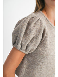 Mocha Puff Sleeve Knit Top