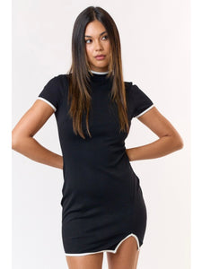 Black Contrast Trim Dress