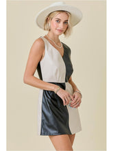 Load image into Gallery viewer, Black &amp; Taupe Colorblock Faux Leather Dress
