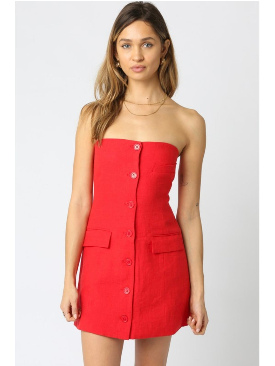 Red Linen Giselle Dress