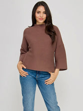 Load image into Gallery viewer, Chocolate Ribbed Mock Neck Top
