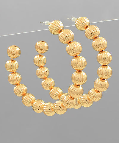 Gold Textured Ball Hoops
