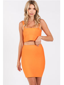 Orange Bandage Mini Skirt