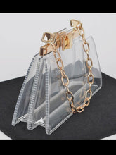 Load image into Gallery viewer, Clear Double Pocket Chain Handle Clutch
