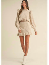 Load image into Gallery viewer, Light Taupe Ruffle Sweater Top &amp; Mini Skirt Set
