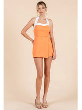 Load image into Gallery viewer, Orange Contrast Halter Romper
