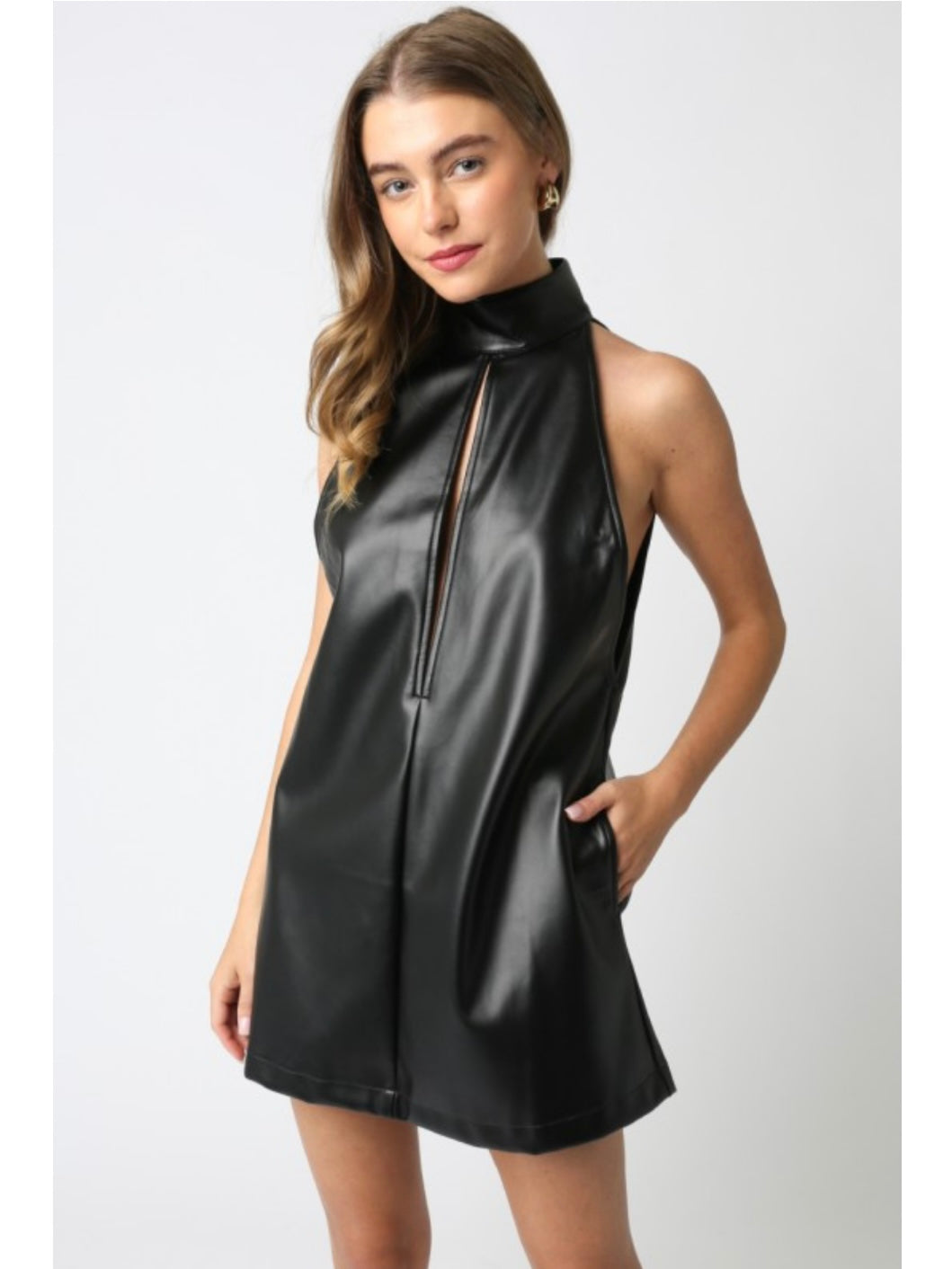 Black Faux Leather Kenley Dress