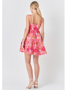 Pink Floral Organza Dress