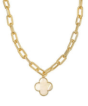 Load image into Gallery viewer, Gold Shell Clover Pendant Necklace
