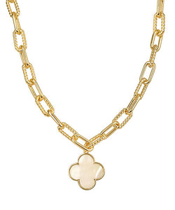 Gold Shell Clover Pendant Necklace