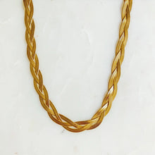 Load image into Gallery viewer, Gold Braided Herringbone Chain Necklace
