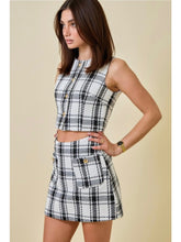 Load image into Gallery viewer, Black &amp; White Tweed Top &amp; Skirt Set
