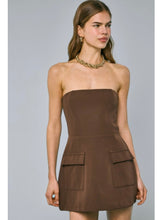 Load image into Gallery viewer, Coffee Strapless Mini Dress
