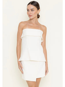 Cream Strapless Overlay Top