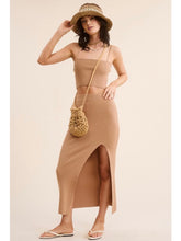 Load image into Gallery viewer, Camel Ribbed High Waisted Midi Skirt
