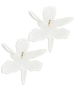 White Acetate Flower Earrings