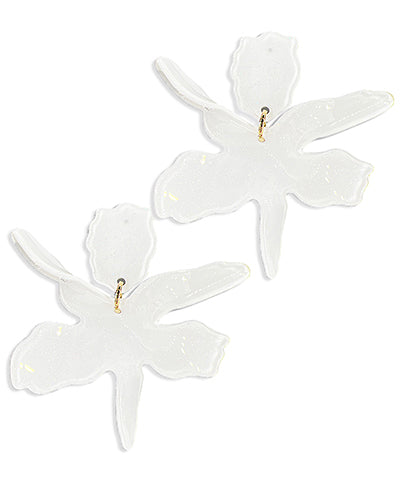 White Acetate Flower Earrings
