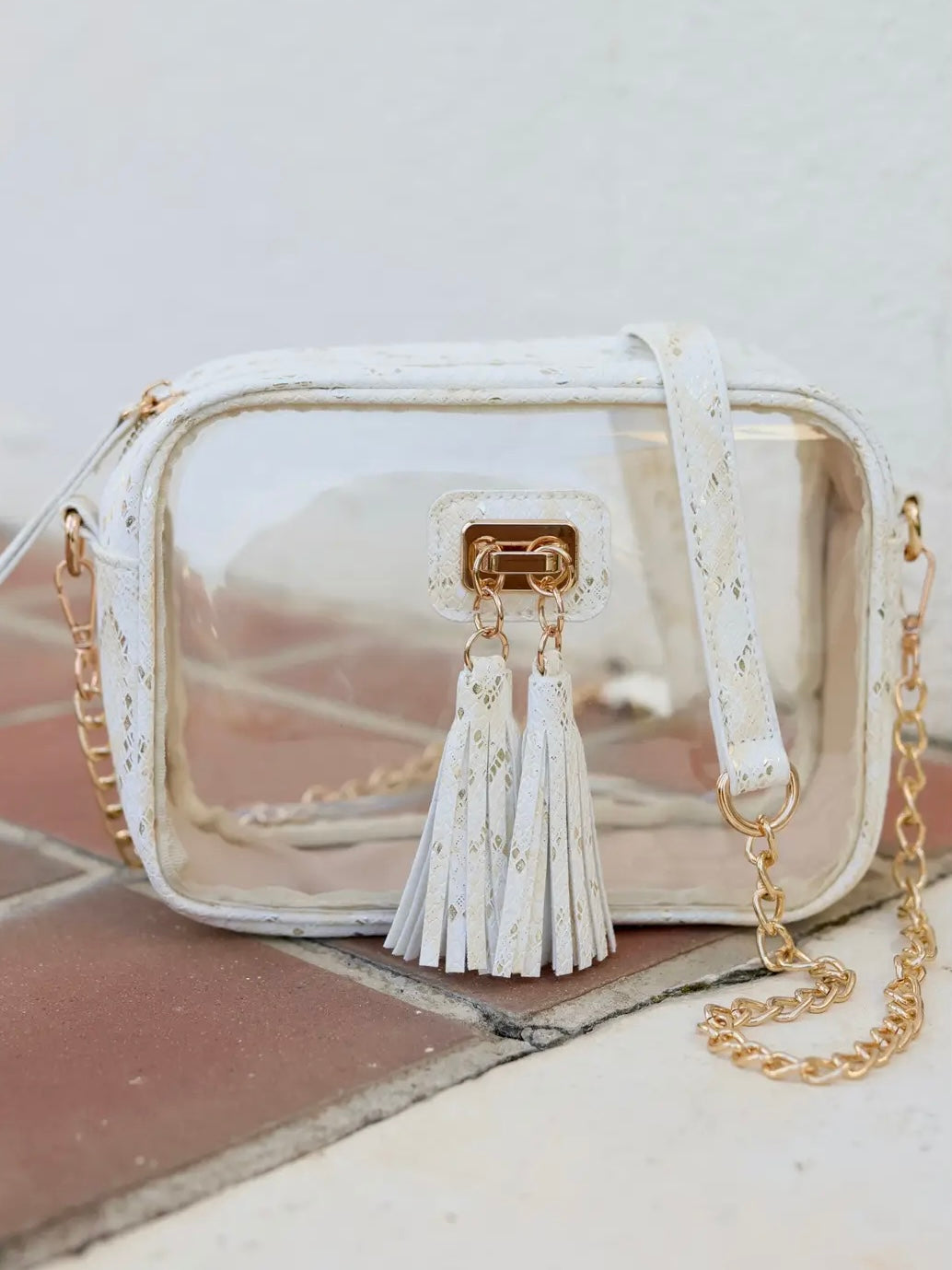 Metallic Cream Tassel Gameday Crossbody