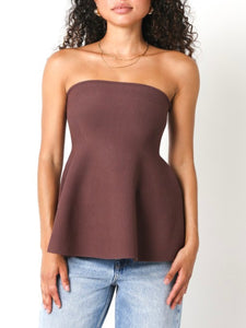 Coffee Judy Strapless Sweater Top