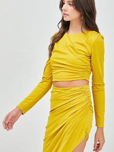Lemon Curry Ruched Top