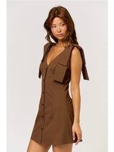 Load image into Gallery viewer, Brown Ribbon Shoulder Dress
