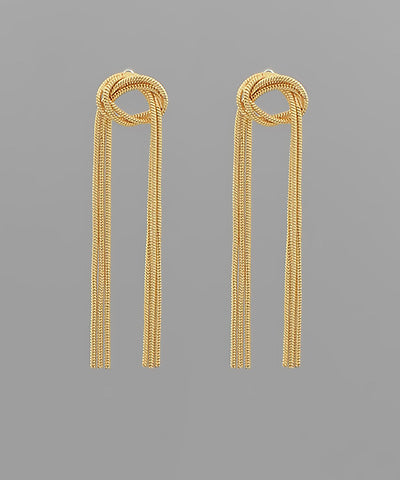 Gold Chain Drop Knot Earrings