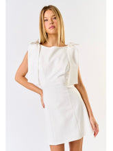 Load image into Gallery viewer, Ivory Bow Shoulder Mini Dress
