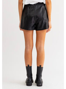 Black Stud Faux Leather Shorts