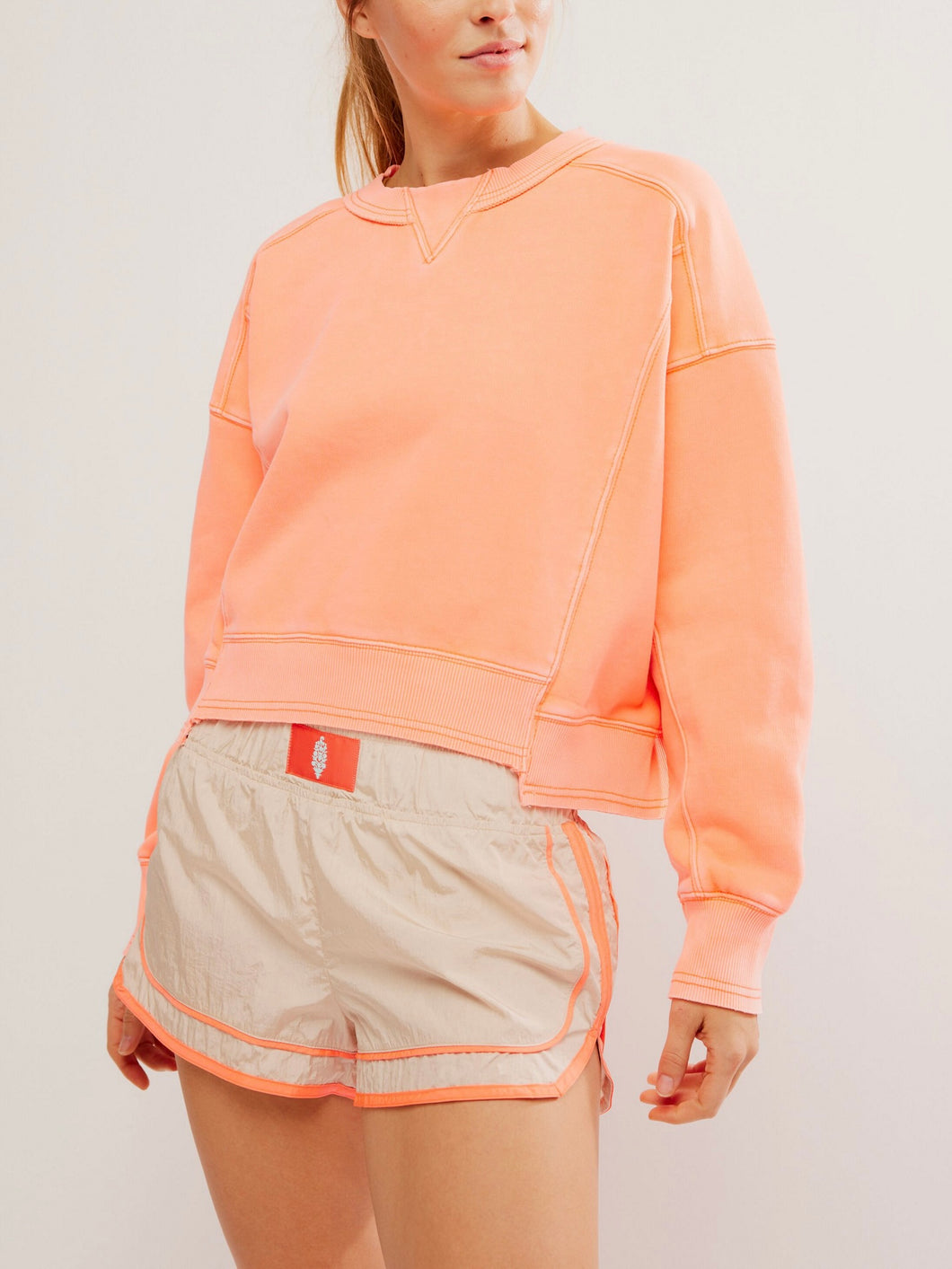 Free People Neon Coral Intercept Pullover Lucca Boutique