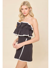 Load image into Gallery viewer, Black &amp; White Ruffle Top Romper
