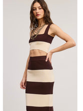 Load image into Gallery viewer, Chocolate &amp; Ivory Stripe Crop Top &amp; Maxi Skirt Set
