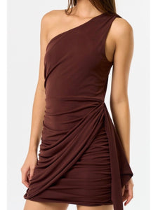Brown One Shoulder Dress