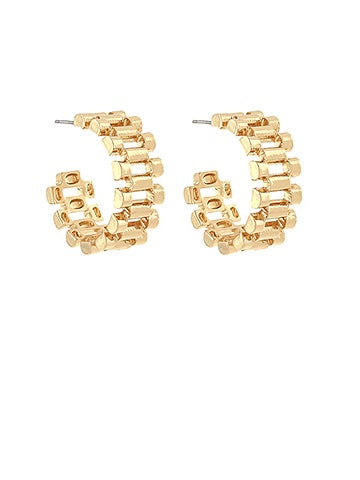 Gold Watchband Hoop Earrings