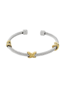 Two Tone X Station Cable Cuff Bracelet