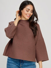 Load image into Gallery viewer, Chocolate Ribbed Mock Neck Top
