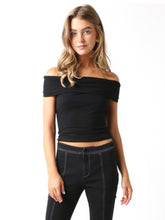Load image into Gallery viewer, Black Leslie Open Shoulder Top
