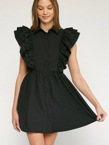 Black Ruffle Sleeve Dress